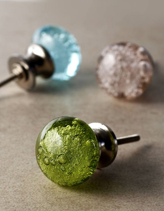 Crystalline Green Glass Dresser Drawer Knob Sold In Sets Etsy