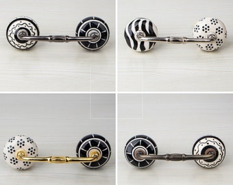 Assorted Big Round Black and White Color Ceramic Cabinet Dresser Pull, Assorted Ceramic Handle Pull 3, 3.5, 4,4.5 inch Kitchen Cabinet Pulls