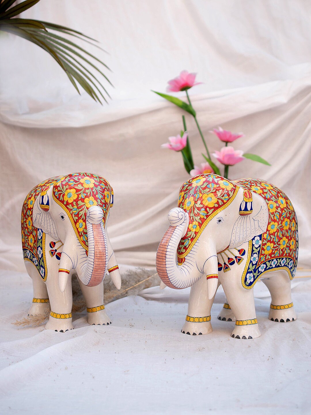 Pair of Handmade Decorative Blue Pottery Ceramic Elephant Pair of Handmade Decorative Blue Pottery Ceramic Elephant
