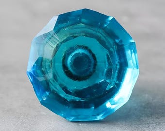 Tirador de armario de cristal turquesa: Decoración de cómoda en espiral con corte de diamante