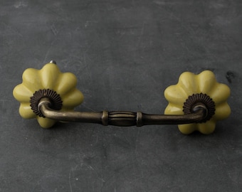 Handmade Yellow Flower Ceramic Drawer Pulls
