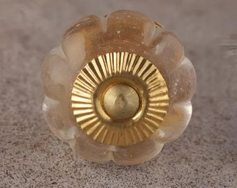 Clear Crystal Flower Cabinet Knob, Glass Door Hardware, Decorative Drawer Pull for Kitchen