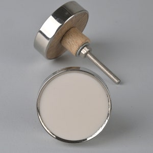 Mother of Pearl Round Silver Knob | Elegant Cupboard Door Pull | Unique Cabinet Hardware & Home Decor