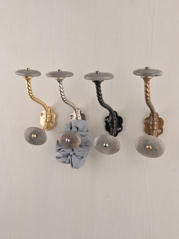 Grey Shade Handmade Agate Natural Gemstone Wall Hook vintage Wall Hookcoat Hanger Metal Wall Hooks Furniture Hardware Hooks Bath Hooks Etsy