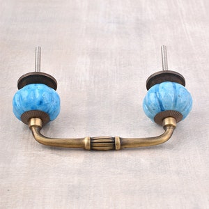 Solid Turquoise Design Kitchen Ceramic Cabinet Pulls - Decorative Knobs for Cabinets & Drawers, Sold in Sets