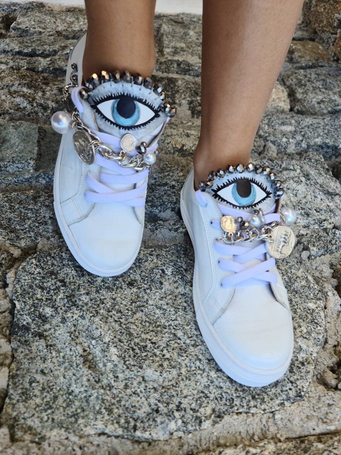 Evil eye shoes/evil eyes sneakers/handmade shoes/women Etsy