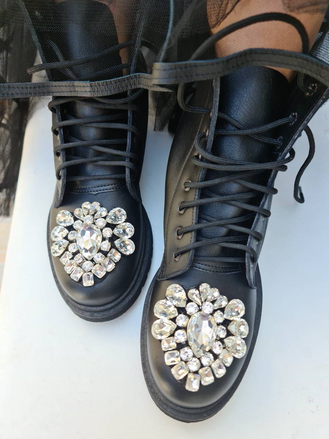 Crystals rhinestones boots/leather boots/winter boots