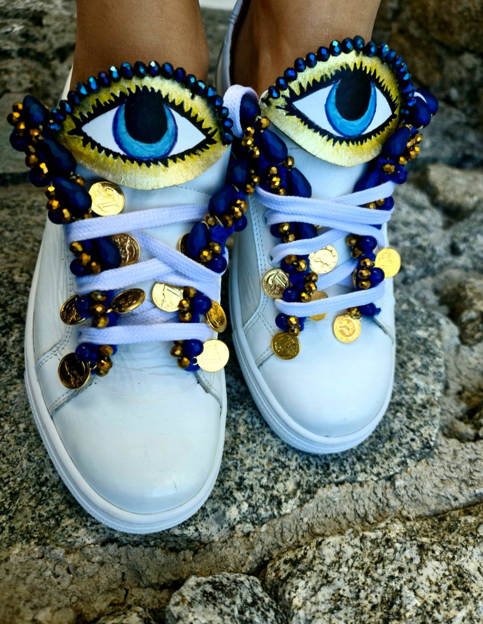 Evil Eye Shoes/evil Eyes Sneakers/handmade Etsy
