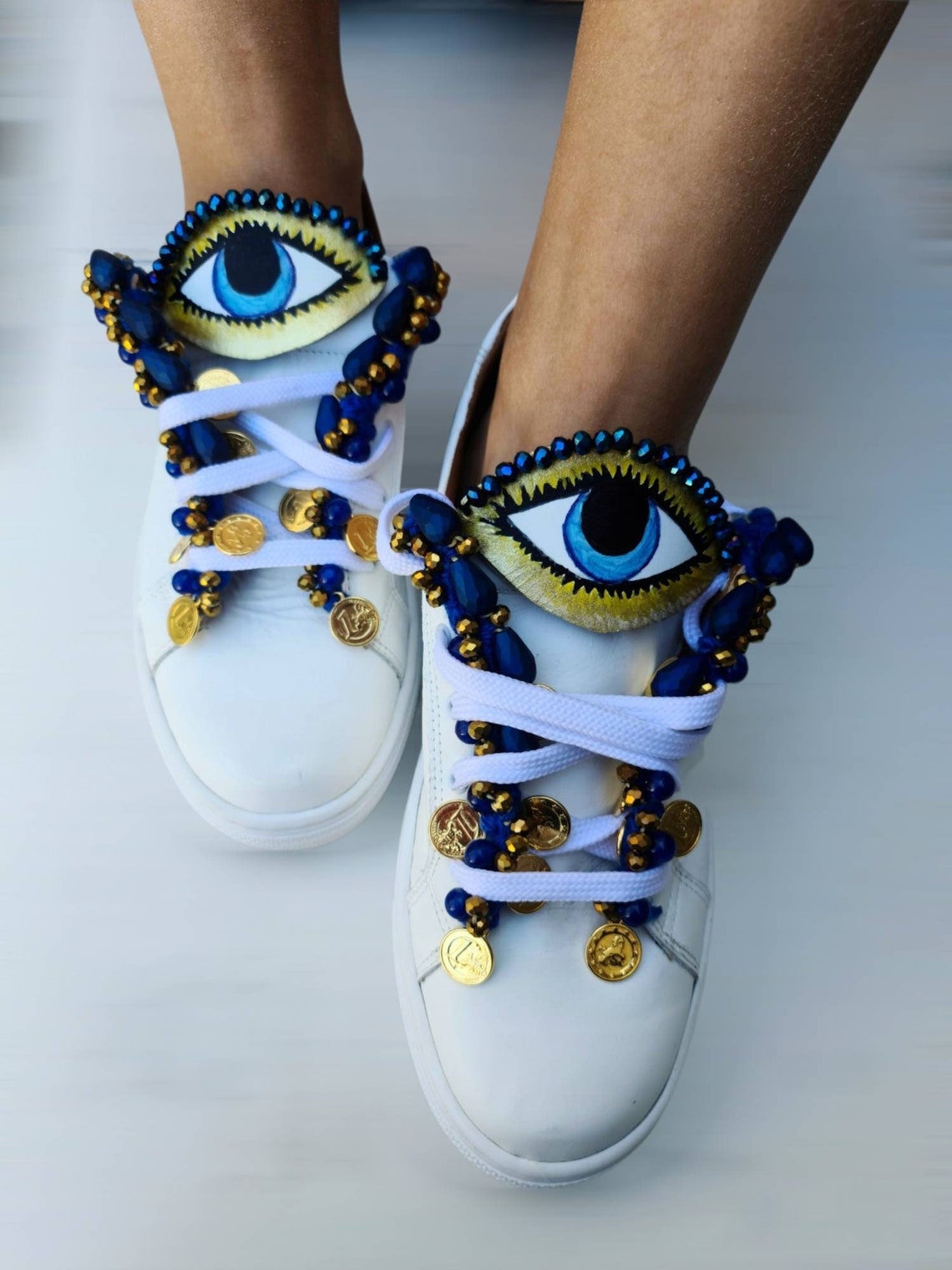 Evil Eye Shoes/evil Eyes Sneakers/handmade Etsy
