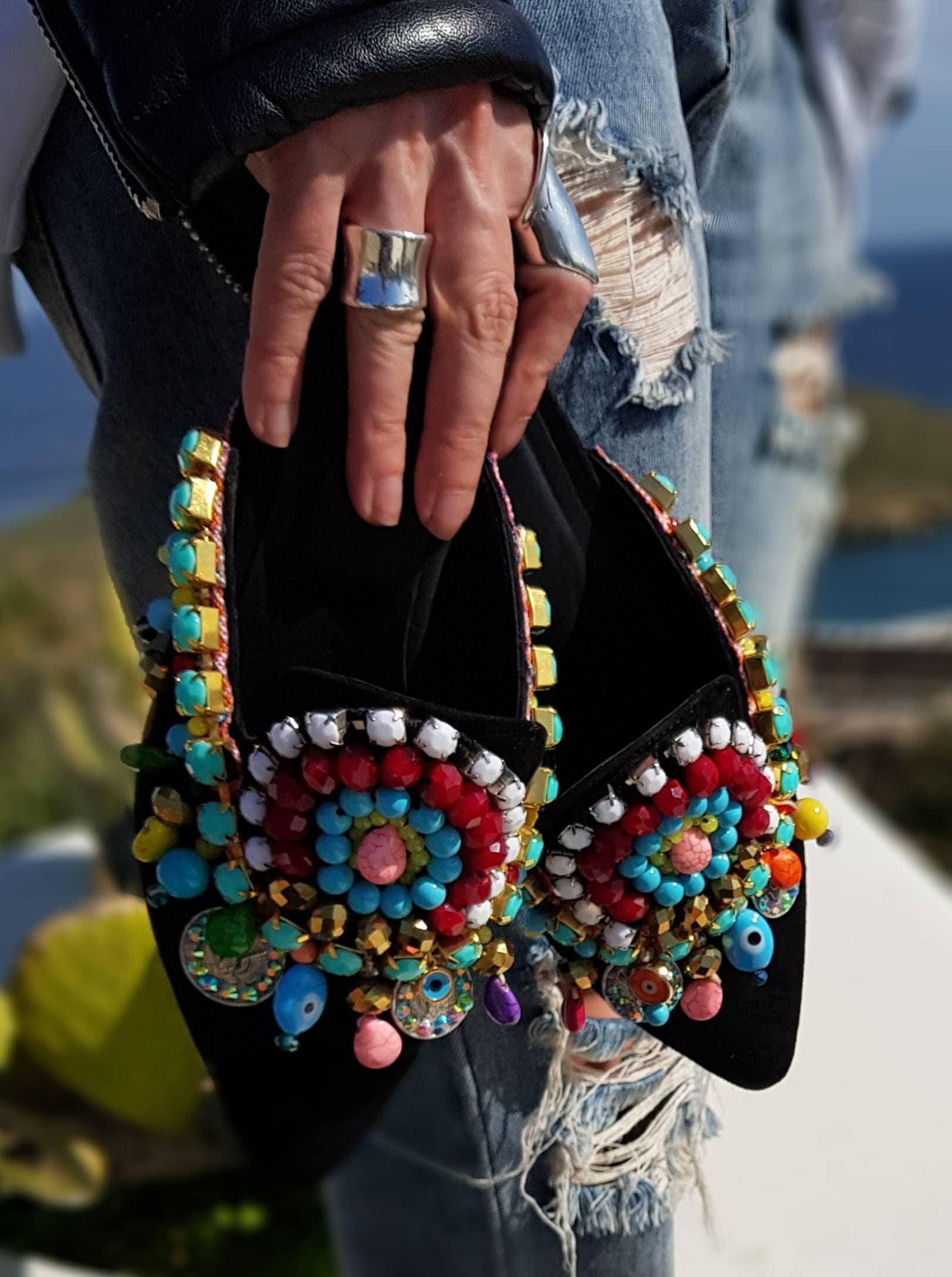 colorful mules shoes