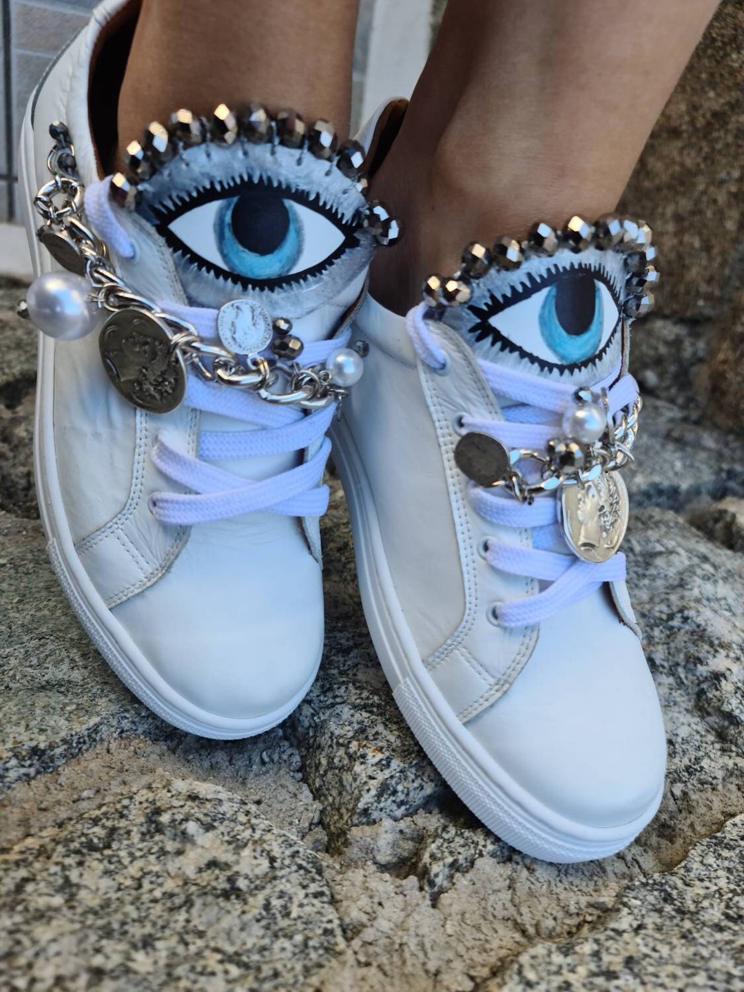 Evil Eye Shoes/evil Eyes Sneakers/handmade Shoes/women Etsy UK