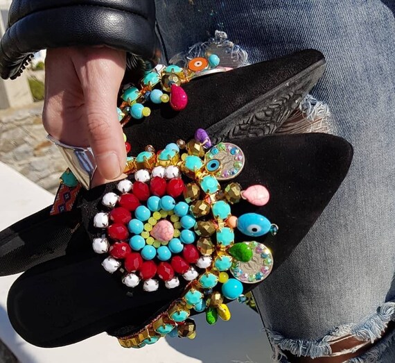 colorful mules shoes