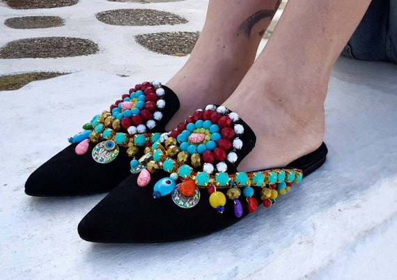 colorful mules shoes