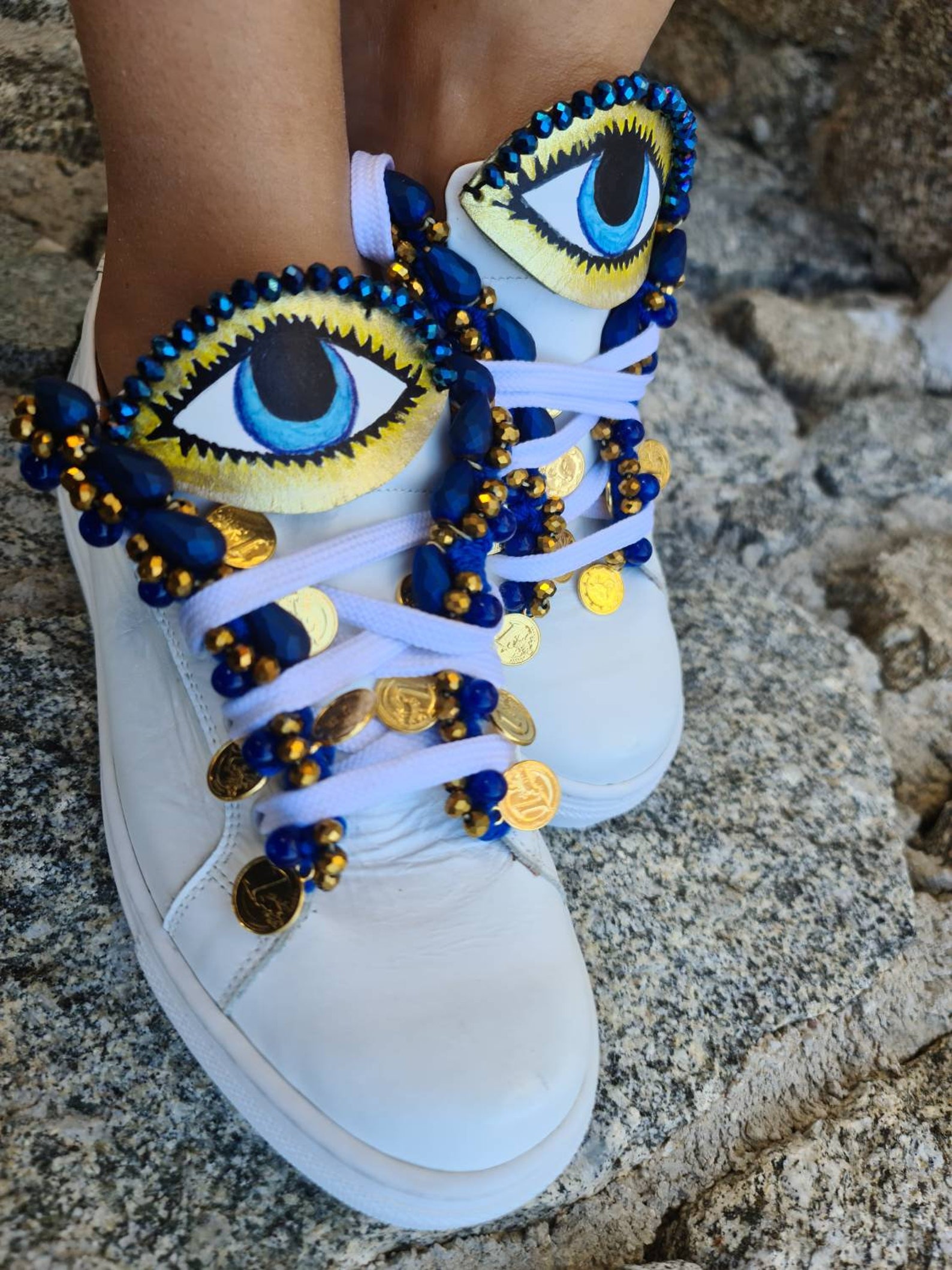 Evil Eye Shoes/evil Eyes Sneakers/handmade Etsy