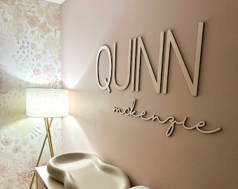 Letrero con nombre doble personalizado / Decoración infantil de MDF o abedul
