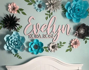 Double baby name sign | Nursery name sign | Nursery wall decor | Nursery wall hanging | Custom baby name cutout