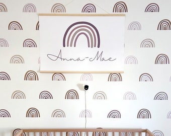 Custom name rainbow wall hanging | Canvas name flag | Nursery wall decor | Baby name boho print nursery decor