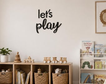 Let's Play Wood Cutout: Playroom Wall Decor Sign