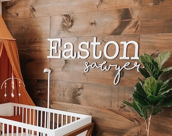 Letrero recortable con nombre doble personalizado/Decoración de pared para habitación infantil