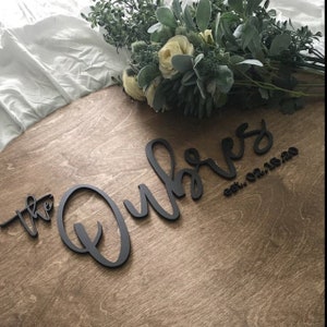 Wedding guest book alternative Wedding guestbook Last name wood sign Family name wood sign Wedding date wood sign image 8