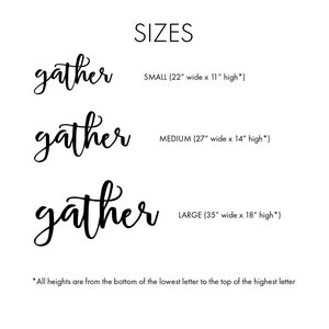 Gather cutout sign Gather sign Gather word cut out Farmhouse decor Laser cut word sign Kitchen decor Dining room decor image 5