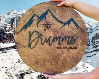 Letrero para libro de visitas de boda en la montaña: alternativa de contrachapado de abedul