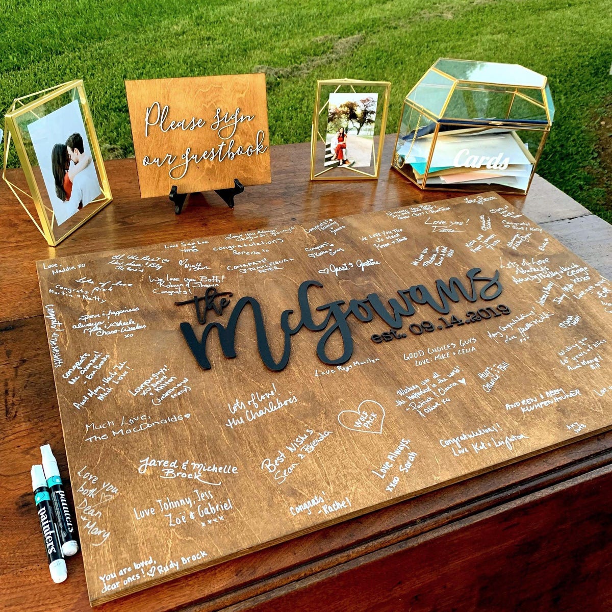 Personalized Wedding Guest Book Alternative | Last Name Wood Sign