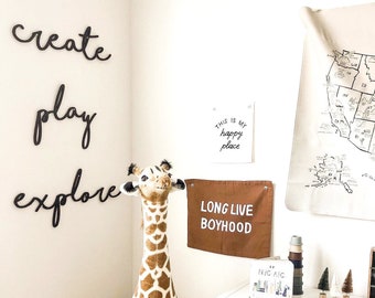 Create Play Explore | Cutout Set | Playroom wall decor | Play room sign wall