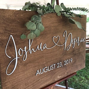 Personalized wedding welcome sign with name and date