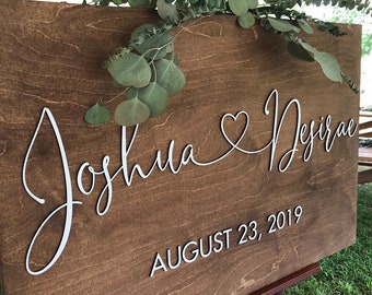 Personalized wedding welcome sign with name and date