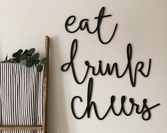 Eat, Drink, Cheers Cutout Set | Wall decor | Kitchen decor | Bar decor | Farmhouse decor