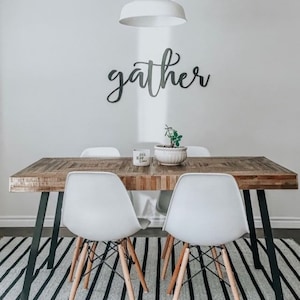 Gather cutout sign Gather sign Gather word cut out Farmhouse decor Laser cut word sign Kitchen decor Dining room decor image 2