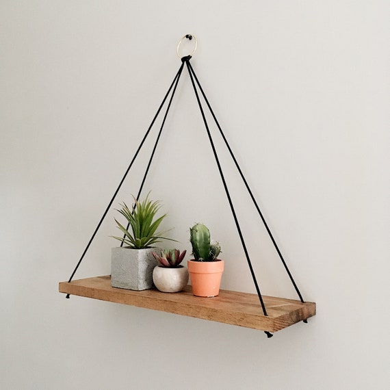 Two Rope Shelves For Plants Hanging Shelf Succulent Bathroom Floating Wood