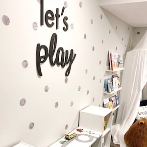 Lass uns Wort spielen Ausschnitt | Spielzimmer Wanddeko Zeichen | Kinderzimmer Wanddekoration | Laser geschnittenes Wortschild