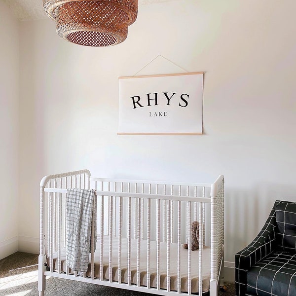 DIK CANVAS Kwekerij wand decor - Gepersonaliseerde naam teken | Aangepaste naambanner | Canvas naamvlaggetje | Kwekerij wand decor | Baby naam print teken