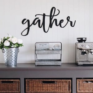 Gather cutout sign Gather sign Gather word cut out Farmhouse decor Laser cut word sign Kitchen decor Dining room decor image 3