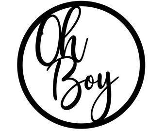 Oh Boy round circle wood cutout sign | Baby boy shower decor | Nursery wall decor