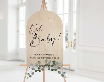 Baby shower welcome sign | Oh baby sign decor | Acrylic baby shower sign | Wood decor | Arch baby shower sign | Modern baby shower