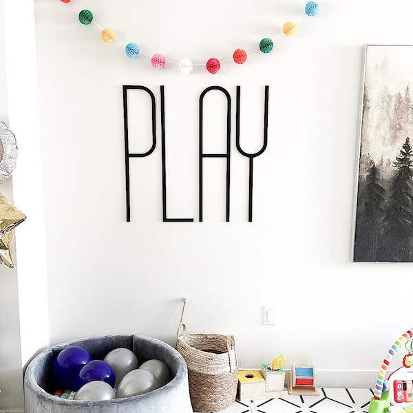 Play cutout | Modern playroom wall decor | Play sign | Playroom sign | Kids room