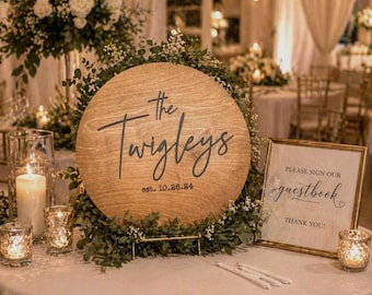 Personalized Wedding Guest Book Alternative: Last Name Wood Sign
