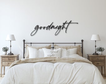 Goodnight cutout master bedroom sign | Word cut out | Romantic bedroom wall decor | Above bed sign | Bedroom decor