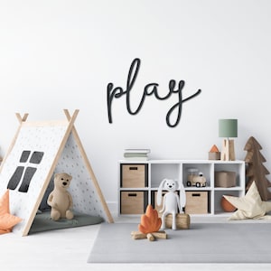 Wortspiel Ausschnitt | Spielzimmer Wanddeko Zeichen | Kinderzimmer Wanddeko | Lasergeschnittenes Wortzeichen