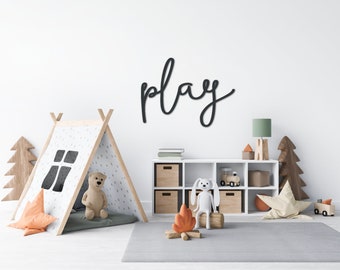 3D word cut out PLAY - Playroom Wall Decor -
