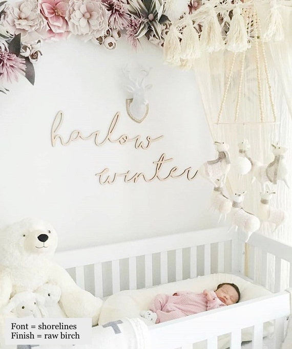 Double baby name sign Nursery wall decor Nursery wall Etsy