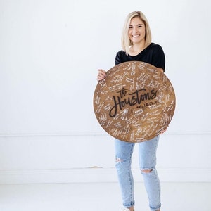 Wedding Guest Book Sign | Wedding Decor | Wedding Signage | Round Wooden Guestbook