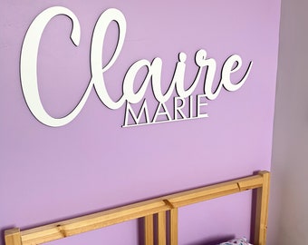 Double baby name sign | Nursery name sign | Nursery wall decor | Nursery wall hanging | Custom baby name cutout