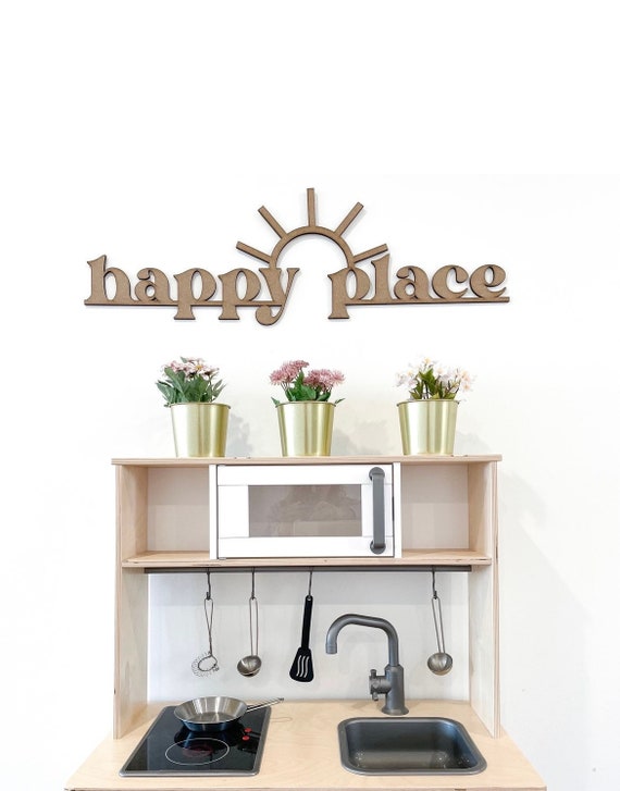 Happy place playroom sign | Kids bedroom decor | Nursery wall decor