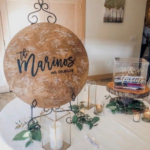 Rustic wedding guestbook sign Large round wedding guestbook sign image 8