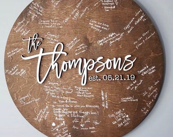 Rustic wedding guestbook sign | Large round wedding guestbook sign