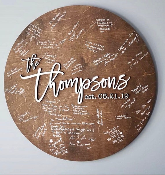 Rustic Wedding Guest Book Sign | Round Wood Guestbook Alternative